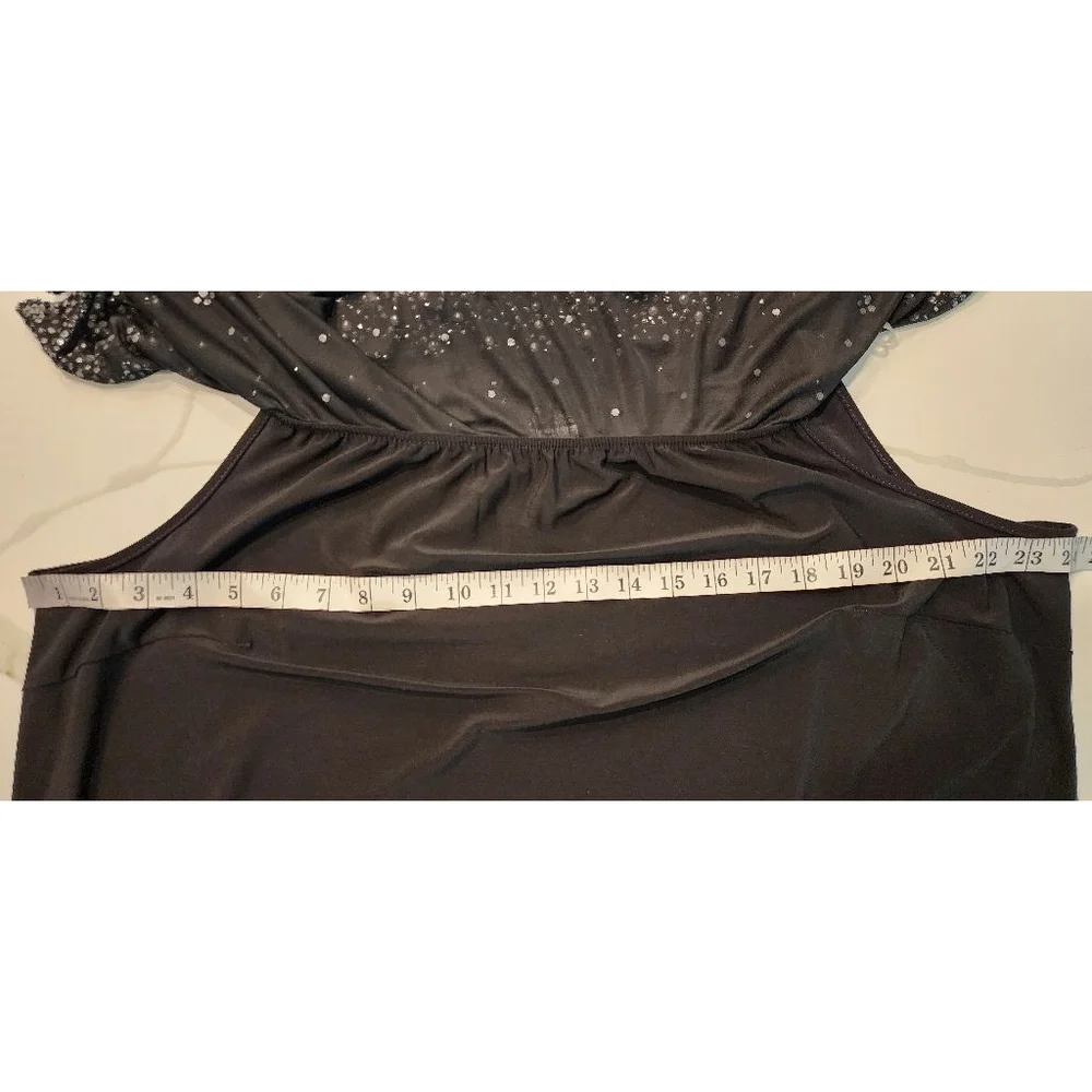 S. Levine Women 3X Black Cocktail Dress Pearl Beaded Cape Overlay Evening Dress - Picture 10 of 10
